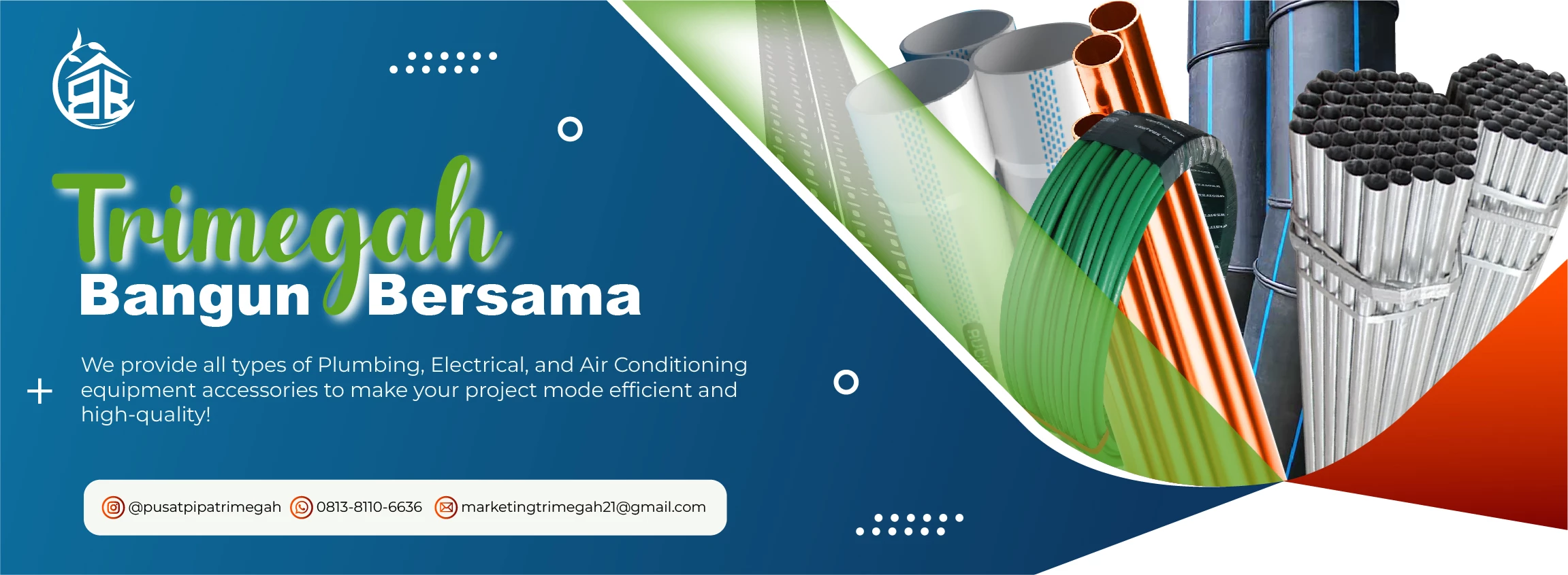 Kami menyediakan pipa lengkap segala merk untuk kebutuhan proyek, industri, perumahan, gedung, hingga plumbing harian Anda. Mulai dari pipa PVC, HDPE, PPR, galvanis, conduit, hingga fitting lengkap - semua tersedia dengan kualitas terbaik dan harga kompetitif!