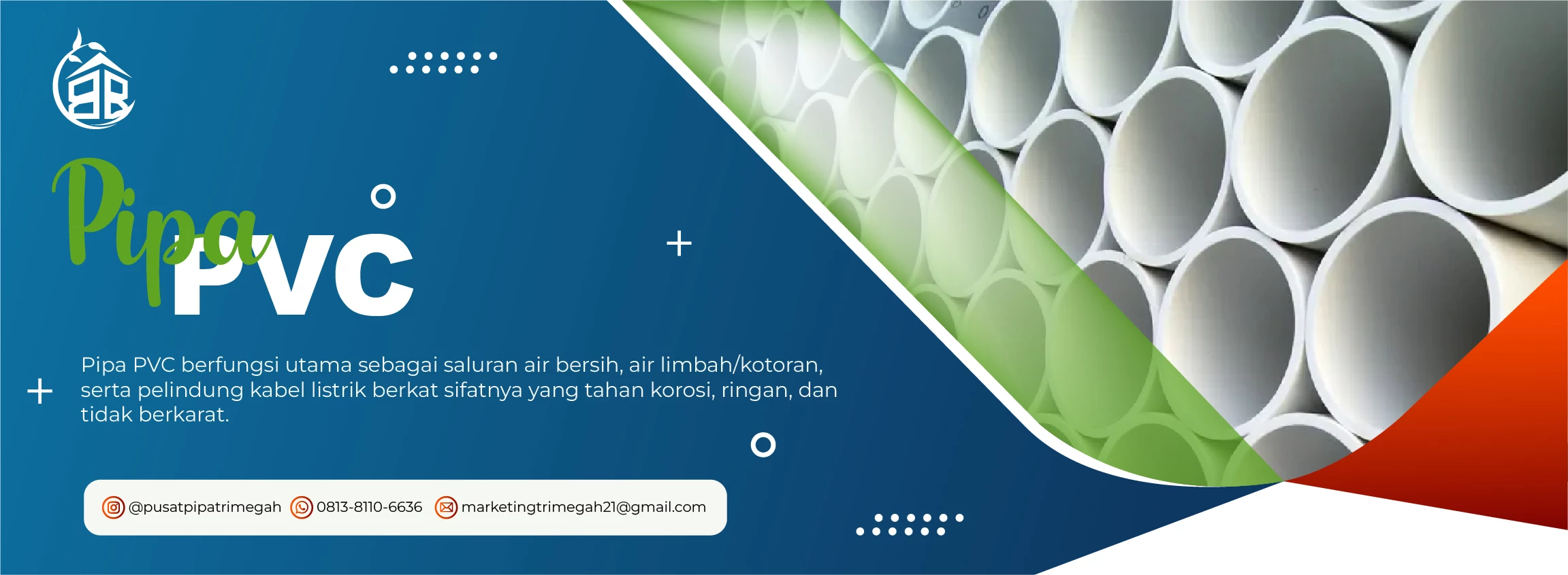 Kami menyediakan pipa lengkap segala merk untuk kebutuhan proyek, industri, perumahan, gedung, hingga plumbing harian Anda. Mulai dari pipa PVC, HDPE, PPR, galvanis, conduit, hingga fitting lengkap - semua tersedia dengan kualitas terbaik dan harga kompetitif!